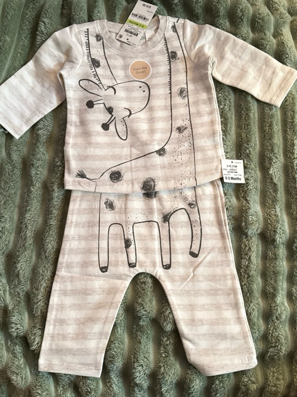 First Impressions Neutral Striped Baby Two-Piece Set in Beige & White